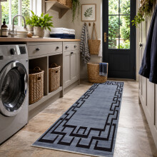 (80 X 300_Long Runner, Grey Black) Luxury Soft Rugs Large Runner Rug Non Slip Door Mats