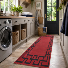 (80 X 300_Long Runner, Red Black) Luxury Soft Rugs Large Runner Rug Non Slip Door Mats