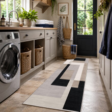 (80 x 300 cm (2 ft 6 in x 9 ft 8 in), Milo Neutral) Extra Large Area Rugs Printed Geometric Traditional Carpets Runner Rug & Luxury Floor Door Mats
