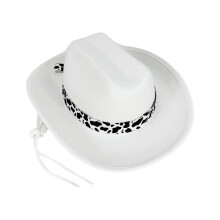 Quirky Cow Accent Childrens Cowboy Hats Premium Fabric-White