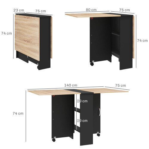 Folding Dining Table,Oak and Black 1