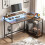 Homcom HOMCOM L Shaped Desk with LED Lights and Storage, Rustic Brown 8