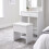 (White) Padded Dressing Table Stool Vanity Seat 7