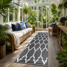 (80 X 300 cm, Ava Grey) Luxury Printed Rugs Large Runner Rug & Door Mats