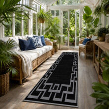 (80 X 300 cm, Nico Black) Luxury Printed Rugs Large Runner Rug & Door Mats