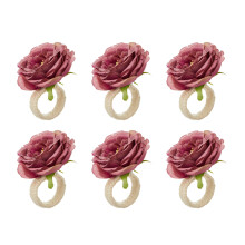 Lot de 6 ronds de serviette en roses-Couleur café d'automne