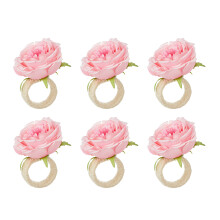 Anneaux de serviette en forme de fleur artificielle, 6- rose