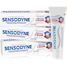 Sensodyne Sensitivity & Gum Whitening Toothpaste, Toothpaste for Sensitive Teeth & Gum Problems, 3.4 Ounces (Pack of 3)