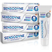 Sensodyne Repair and Protect Whitening Toothpaste, Toothpaste for Sensitive Teeth and Cavity Prevention, 3.4 oz (Pack of 4)