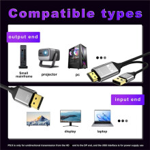 Cable Convertidor Compatible con A DP con Fuente de Alimentación de 5V, Adaptador de Video y Audio HD 4K@60Hz Compatible con Laptop/PC