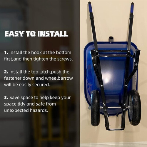 Wheelbarrow Storage Bracket - 90 Lbs Capacity, Heavy Duty Storage Hook for Most Wheelbarrows Designs
