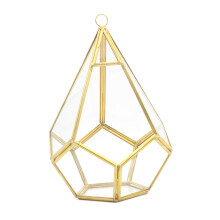 Modern Geometric Succulent Terrarium Large Clear Moss-Gold