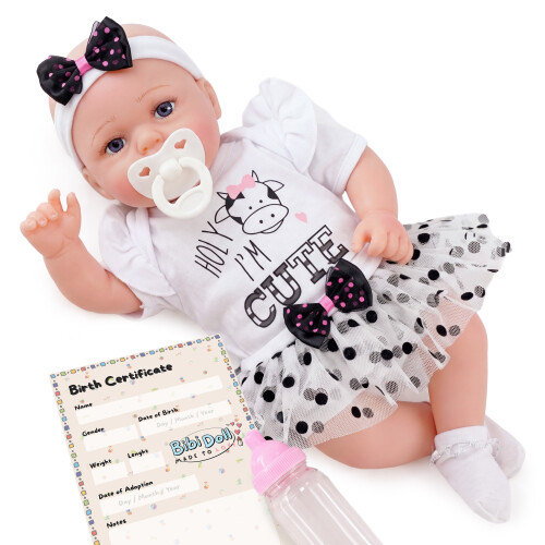 (Open Eyes Girl in Skirt) BiBi Doll Reborn Baby Doll Realistic 17