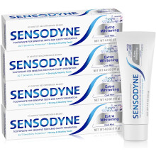 Sensodyne Extra Whitening Sensitive Teeth and Cavity Prevention Whitening Toothpaste, Amazon Exclusive, Cool Mint, Amazon Exclusive- 4 Ounces, 4 Pack