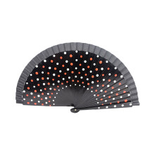 Houten handventilator Flamenco Spaanse stippenpatroon-1