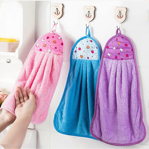 Σετ 5 μαλακές πετσέτες χεριών Coral Fleece για κουζίνα ή μπάνιο, Κρεμάσιμε 2
