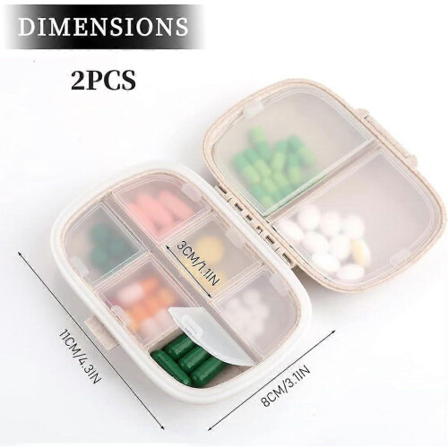 Κουτί 2 πακέτων Daily Pill, Pocket Medicine Organizer, Σιταρένιο άχυρο, Αποσπώμενα δι 1