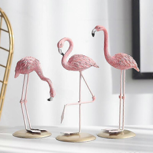 Σετ 3 όρθια ειδώλια ζώων από ρητίνη Flamingo Διακοσμητικά γλυπτά αγάλμ 1