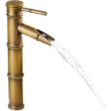 Grifo mezclador para fregadero de cocina, baño, cocina, estilo bambú, estilo bambú, bronce antiguo vintage, con caño de
