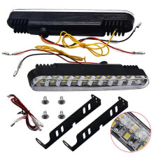 2er-Pack 30 LED-Tagfahrlichtstreifen für Auto-Nebelscheinwerfer, weiß-bernsteinfarbene Fahrlichter