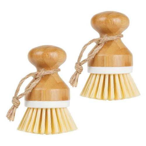 Bamboo Palm Dish Dish Scrub Scrub Set 2 για καθαρισμό ταψιών, νεροχύτες κουζίνας και 1