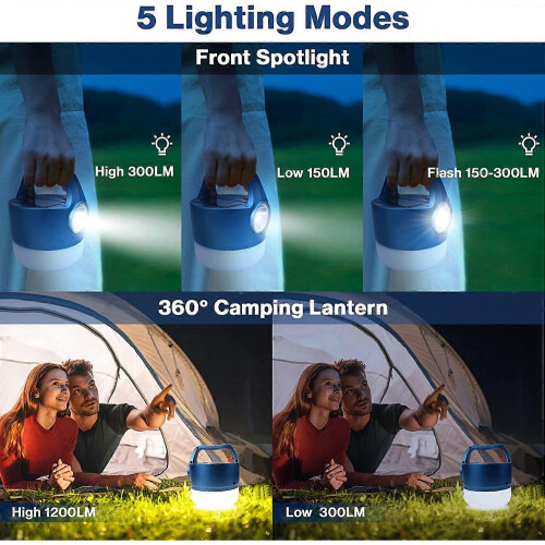 Φανάρι κάμπινγκ LED USB ή ηλιακό επαναφορτιζόμενο, 5 λειτουργίες φωτι 1