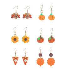 6 Paar Thanksgiving Herbst Kürbis Tropfen Ohrhänger für Frauen, Herbst Urlaub Schmuckset