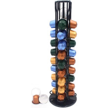 Support de rangement pour capsules de café, organisateur de dosettes rotatif à 360 degrés, 40 pièces, noir, 38x12x12 cm