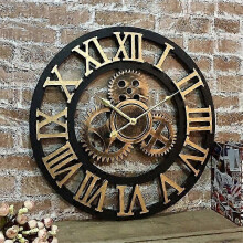 Decorative Moving Gears Wall Clock, 30 cm, Silent Quartz Movement, Retro Industrial Vintage Timepiece for Home Decor