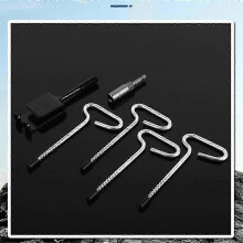 Ancres de tente de pêche sur glace, paquet de 4 avec manchon adaptateur de perceuse, piquets de sol en métal pour abri,