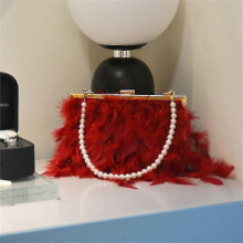 Dámska kabelka Pearl Chain cez rameno, večerná kabelka Clutch, červená elegantná kabelka na večierky a svadby
