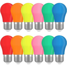 Συσκευασία 12 έγχρωμων λαμπτήρων LED E27 3W, μικτά χρώματα εξοικονόμηση