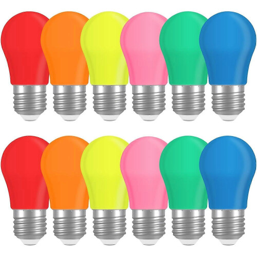 Συσκευασία 12 έγχρωμων λαμπτήρων LED E27 3W, μικτά χρώματα εξοικονόμηση
