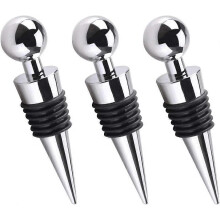 3-Piece Wine Bottle Stopper Set for Wine Collection, Reusable Leak-Proof Seal for Home Bar and Kitchen