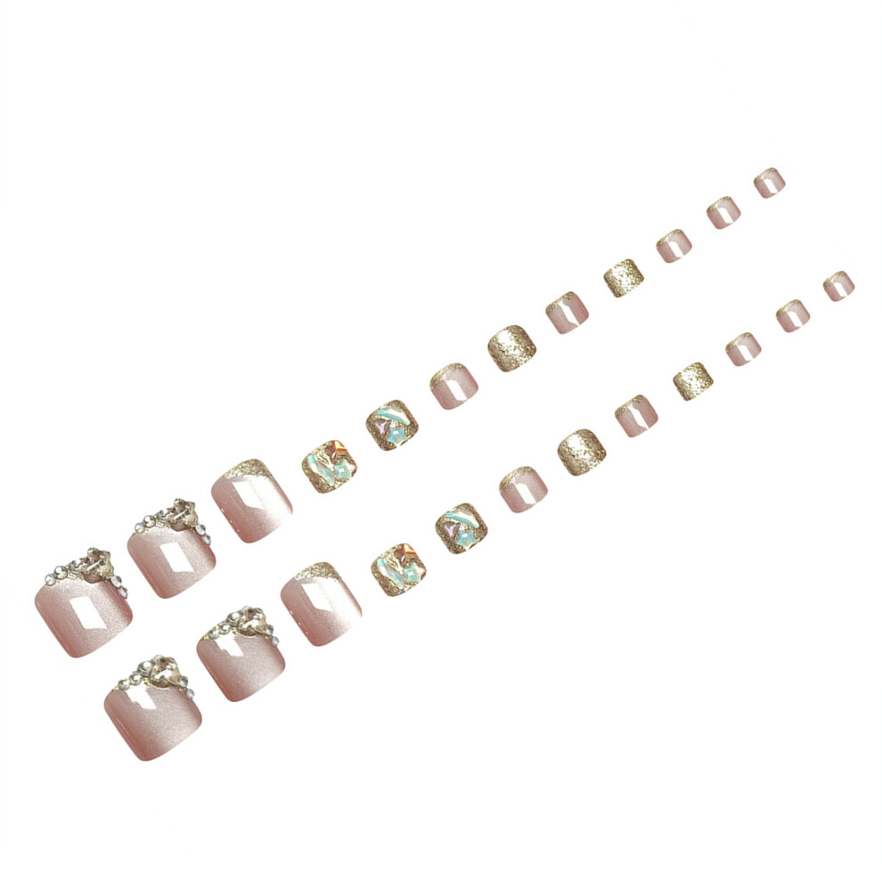 Creation-3C 24Pcs Glitter Rhinestone Fake Toenails For Holidays