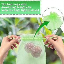 100 Fruit Protection Net Bags for Grapes, Bird and Insect Shield, 30 x 20 cm, Green, Durable Mesh