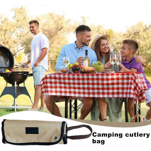 Τσάντα ρολό για μαχαιροπίρουνα Camping, Σετ σκευών ταξιδίου Χακί με πο 2