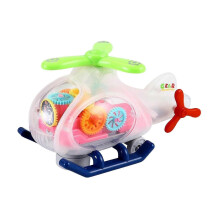 Helicóptero de juguete transparente para niños pequeños con estructura de engranajes, luces LED, música y ruedas girato