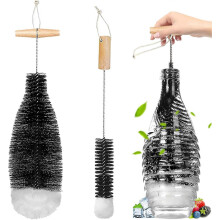 2 uds cepillos de limpieza de botellas, cepillo de cerdas suaves para termos de vidrio, biberones y tazas, limpieza dur