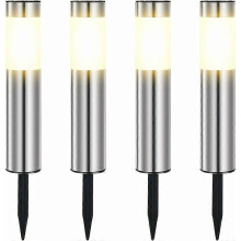 Solar Outdoor Garden LED Lights Stainless Steel Waterproof IP65 for Patio, Lawn, Yard Paths and Trails Warm White Set of