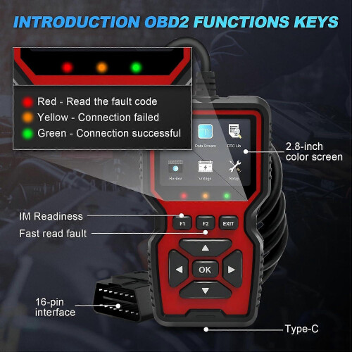 OBD2-Auto-Vollsystem-Diagnosescanner, Fehlercodeleser mit Aktualisierungs- und Druckfunktion 1