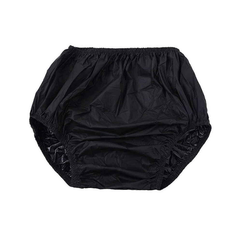 (Black, L) Reusable Adult Incontinence Diaper Covers, 4Pcs Water Resistant Anti Leak Pull On Plastic Underwear, Black S