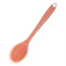 (Transparent Orange) Baby Fork Spoon, Food Grade Silicone, High Temperature Resistance, Non-slip Anti-scald, Rounded Easy To Grasp, 20.5*4.5cm 35g