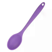 (Purple) Baby Fork Spoon, Food Grade Silicone, High Temperature Resistance, Non-slip Anti-scald, Rounded Easy To Grasp, 20.5*4.5cm 35g