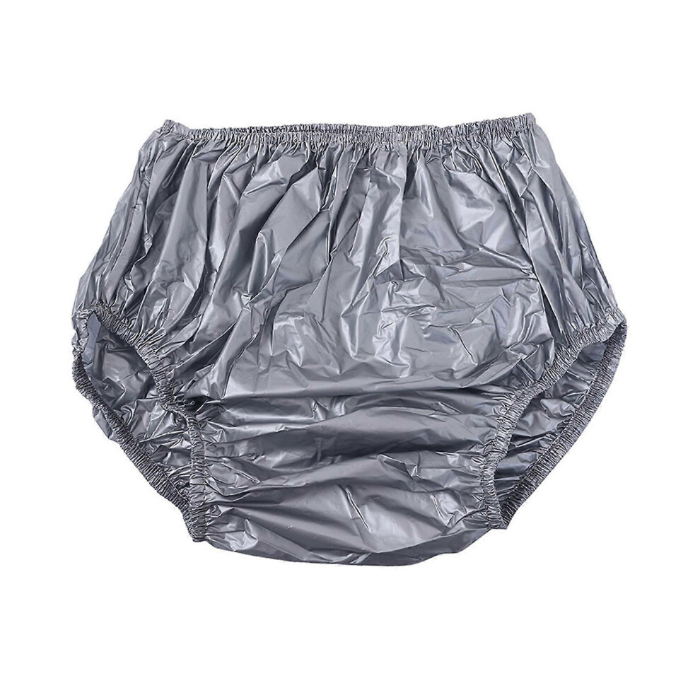 (Gray, S) Reusable Adult Incontinence Diaper Covers, 4Pcs Water Resistant Anti Leak Pull On Plastic Underwear, Black S