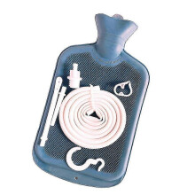 (Blue Rubber Bags) Enema Bag Cleaning Kit, 2L Capacity, with Flow Control Valve, Hose, Hooks and Tips, for Home Colon Cleansing