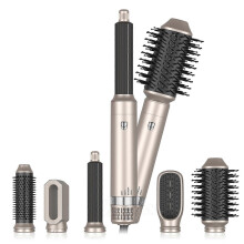 6-in-1-Lockenstab und Multistyler-Haartrocknerbürste für kurzes und langes Haar, goldener Friseur
