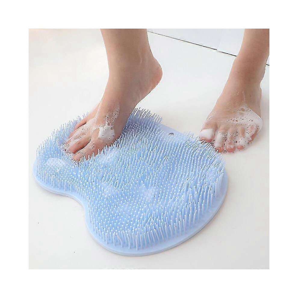 (Blue) Silicone Foot Brush Scrubber Massager, Deep Cleansing Exfoliating Spa, Increases Blood Circulation, Green Blue Pink