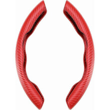 2 Pcs Car Anti-Slip Steering Wheel Cover Replacement Carbon Fiber Steering Wheel Protector for Most Cars, Red