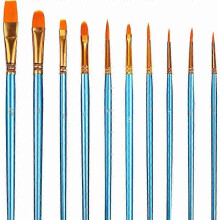 Acrylic Paint Brushes Set of 10 Nylon Smooth Nib Artist Brushes for Watercolor Acrylic and Gouache Painting